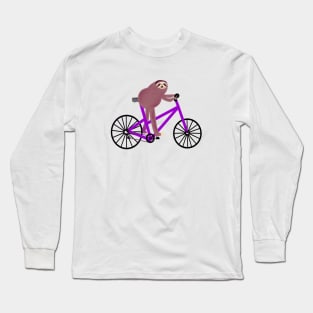 Sloth On A Purple Bike Long Sleeve T-Shirt